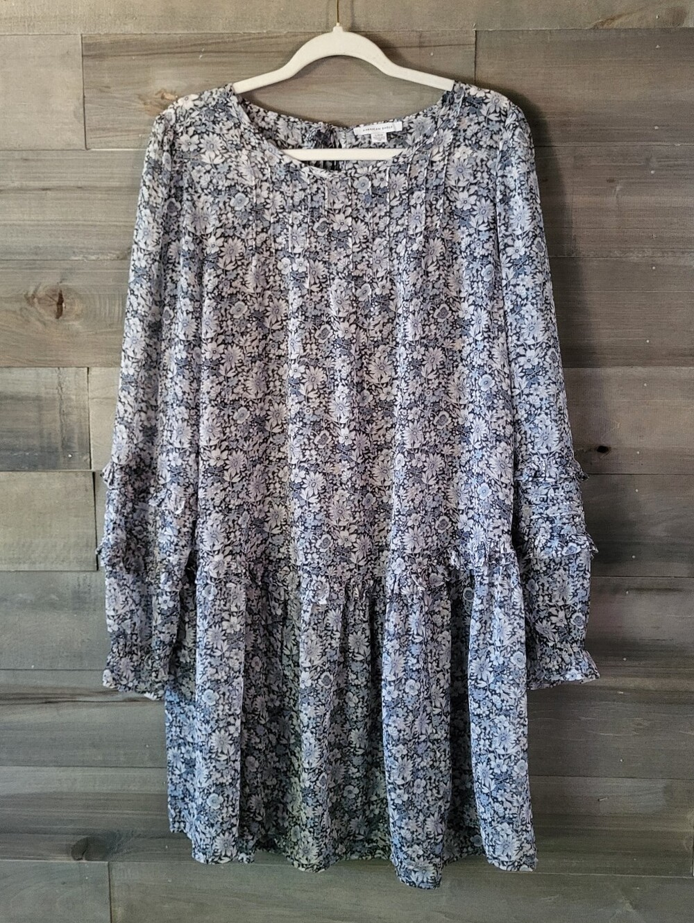 American Eagle Sheer Cottagecore Tunic Dress Size L With Pockets Boho